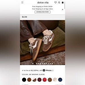 Dolce Vita Dark Brown Suede Women’s Sneakers Size 10